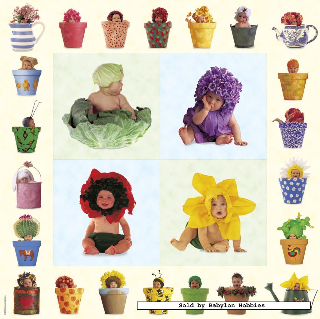 NEW Schmidt jigsaw puzzle 1000 pcs: Anne Geddes - Flower and Pot babies