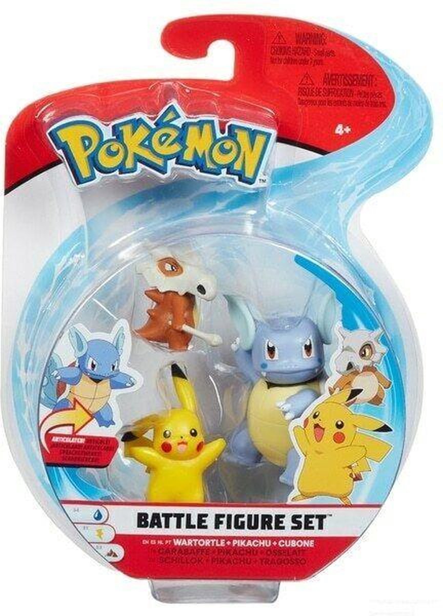 picture of Figuren - Pokemon Battle Figures - Wartortle + Pikachu + Cubone 3-Pack (door Jazwares) PKW0046