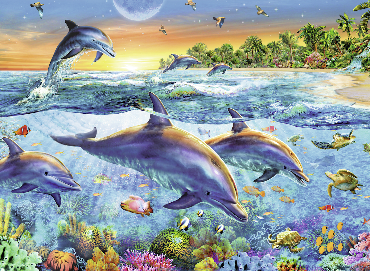 500 pcs jigsaw puzzle Dolphin Bay (Dolphins) (Ravensburger 142101